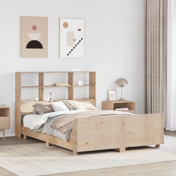 Estructura de cama sin colchón madera maciza de pino 135x190 cm D
