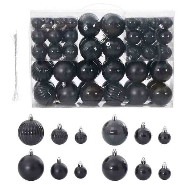 Bolas de Navidad 100 unidades negro Ø3/4/6 cm D