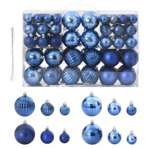 Bolas de Natal 100 unidades azuis Ø3/4/6 cm D