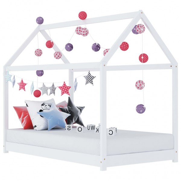 Estrutura da cama infantil madeira maciça pinho branco 70x140 cm D