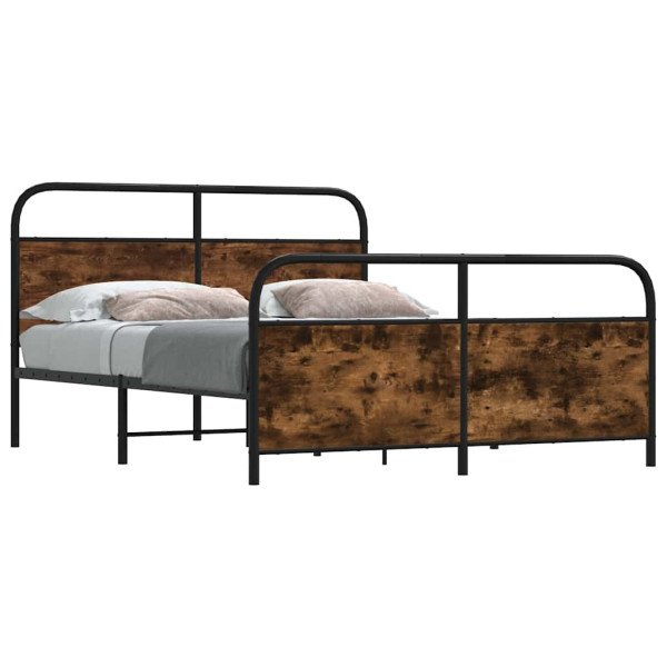 Estructura de cama sin colchón metal roble ahumado 180x200 cm Estructura de cama sin colchón metal roble ahumado 180x200 cm D