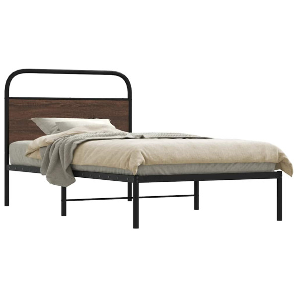 Estructura de cama sin colchón 100x190 cm madera marrón roble Estructura de cama sin colchón 100x190 cm madera marrón roble D