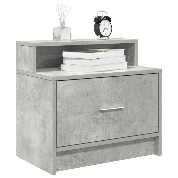 Mesa de cabeceira cinza concreto com gaveta 51x31x47 cm D