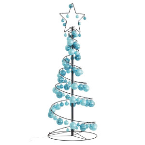 VidaXL Cono de luz para árbol de Navidad con bolas 80 LED 120 cm D