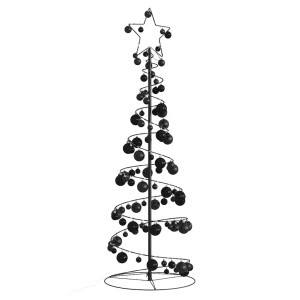 VidaXL Cono de luz para árbol de Navidad con bolas 100 LED 150 cm D