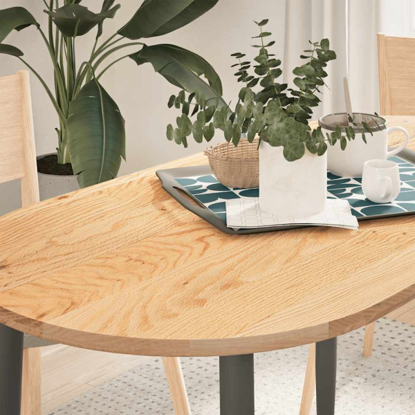 Tablero de mesa ovalado madera maciza de roble 120x60x2 cm D