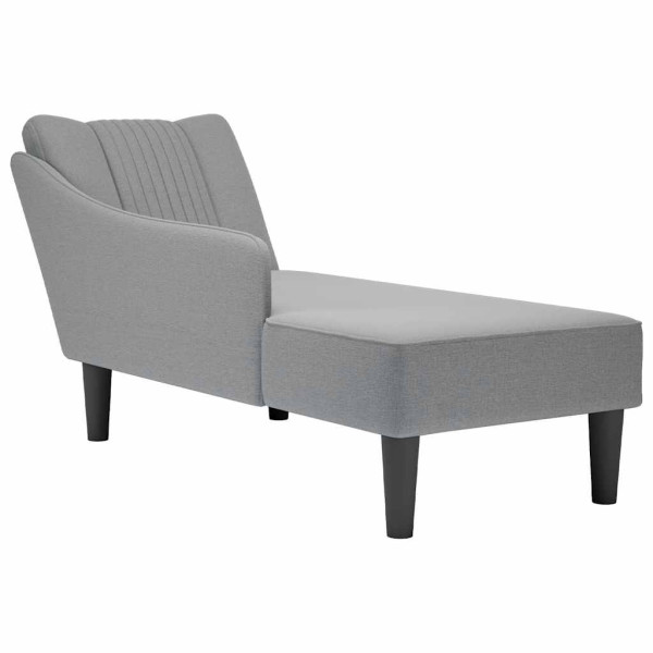 Chaise longue com braços tecido cinza direito D