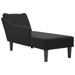 Chaise longue com braço direito tecido preto D