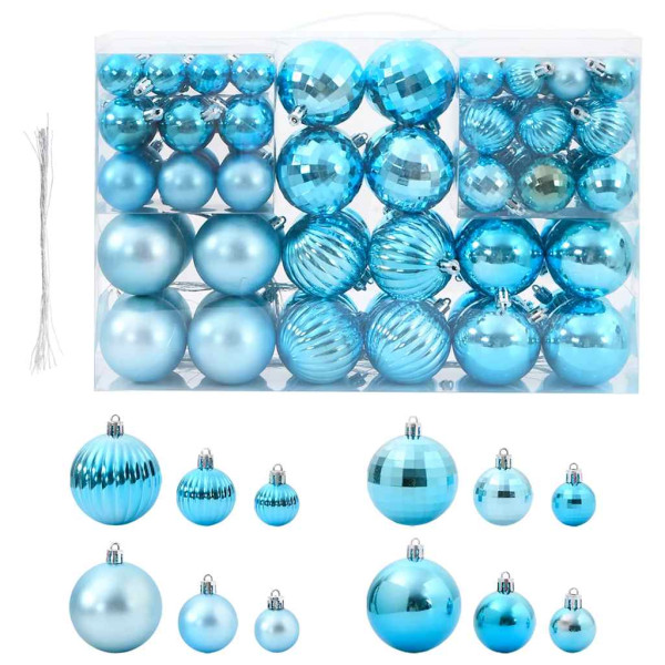 Bolas de Navidad 100 unidades turquesa Ø3/4/6 cm D