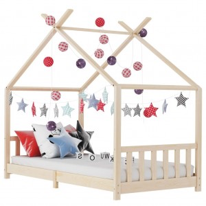 Estructura de cama infantil de madera maciza de pino 90x200 cm D