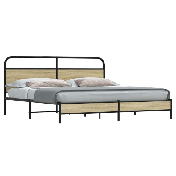 Estructura de cama sin colchón metal roble Sonoma 193x203 cm D