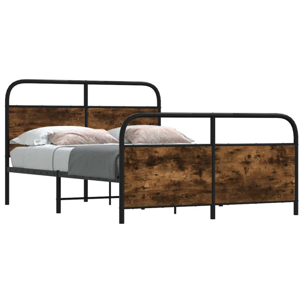 Estructura de cama sin colchón 120x190 cm madera roble ahumado Estructura de cama sin colchón 120x190 cm madera roble ahumado D