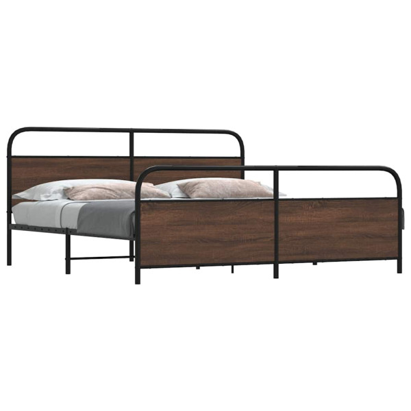 Estructura de cama sin colchón metal roble marrón 180x200 cm Estructura de cama sin colchón metal roble marrón 180x200 cm D