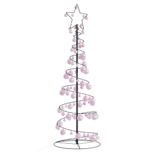 VidaXL Cono de luz para árbol de Navidad con bolas 100 LED 150 cm D