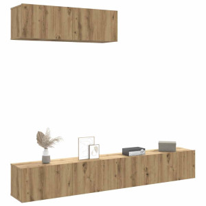 Muebles TV de pared 3 uds roble artisan 100x30x30 cm D