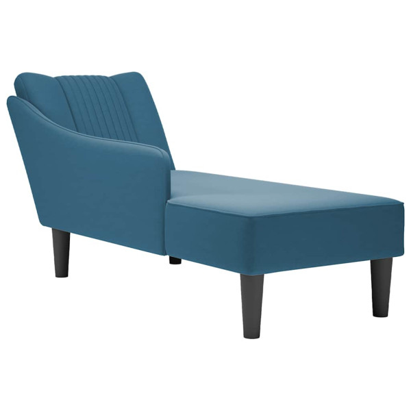 Chaise longue con reposabrazos derecho terciopelo azul D