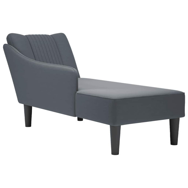 Chaise longue con reposabrazos derecho terciopelo gris claro D