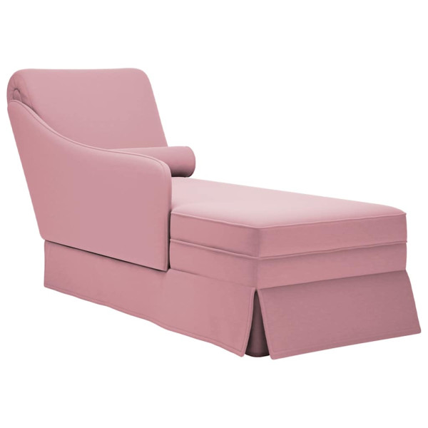 Chaise longue respaldo reposabrazos derecho terciopelo rosa D