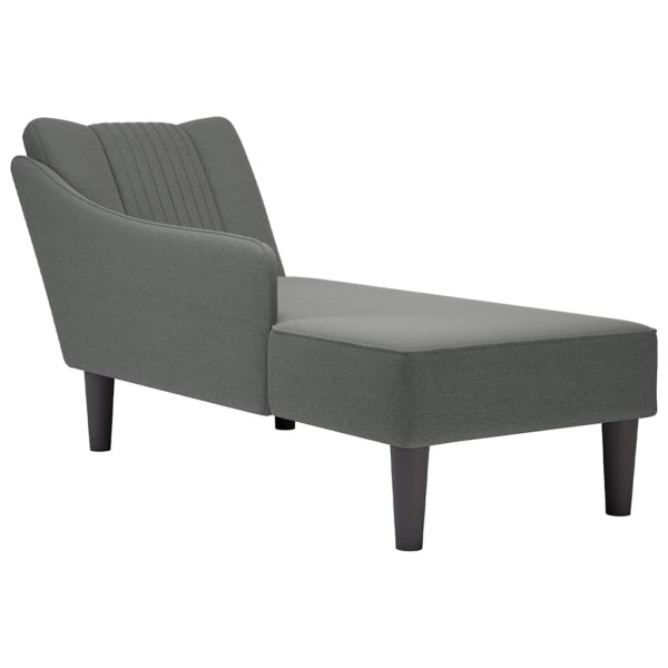 Chaise longue com braço direito tecido cinza escuro D