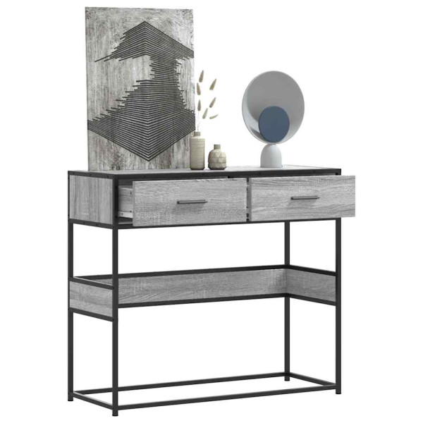 Mesa consola madera de ingeniería gris Sonoma 90x35x80 cm D