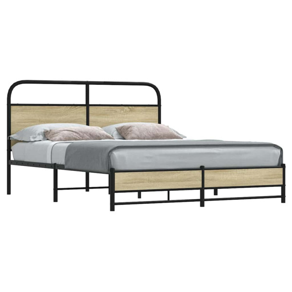 Estructura de cama sin colchón metal roble Sonoma 160x200 cm Estructura de cama sin colchón metal roble Sonoma 160x200 cm D