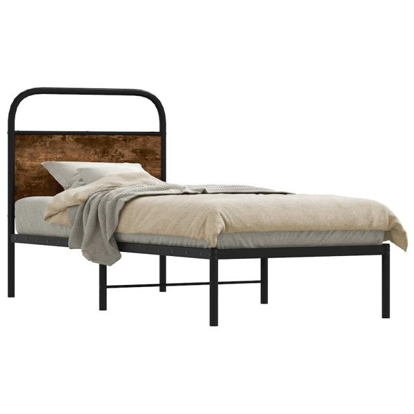 Estructura cama sin colchón 80x200 cm madera roble ahumado Estructura cama sin colchón 80x200 cm madera roble ahumado D