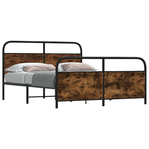 Estructura de cama sin colchón metal roble ahumado 193x203 cm D
