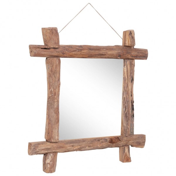 Espelho de troncos de madeira maciça natural reciclada 70x70 cm D