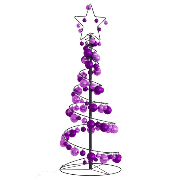 VidaXL Cono de luz para árbol de Navidad con bolas 80 LED 120 cm D