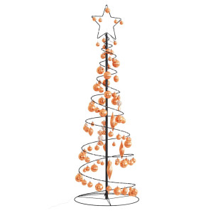 VidaXL Cono de luz para árbol de Navidad con bolas 100 LED 150 cm D