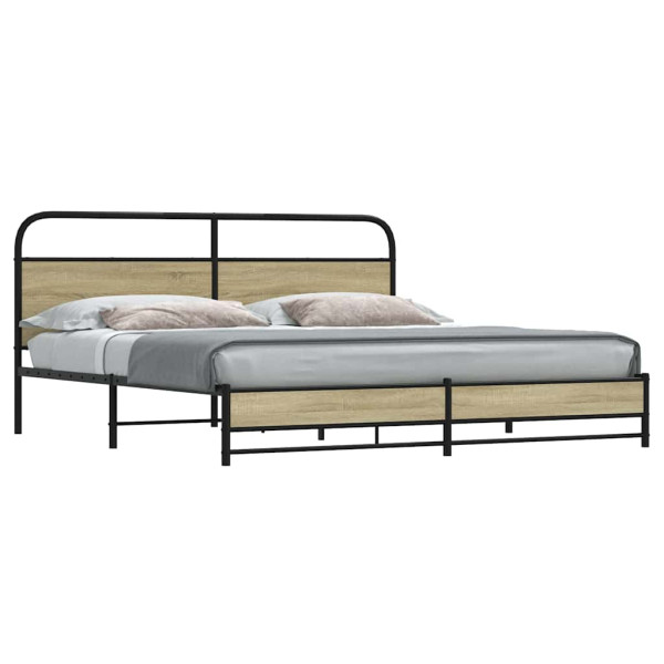 Estructura de cama sin colchón metal roble Sonoma 180x200 cm Estructura de cama sin colchón metal roble Sonoma 180x200 cm D