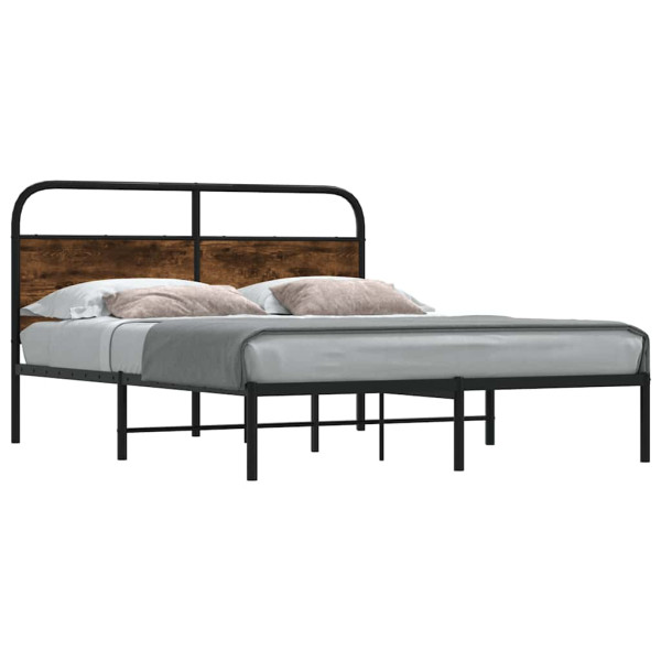 Estructura de cama sin colchón 135x190 cm madera roble ahumado Estructura de cama sin colchón 135x190 cm madera roble ahumado D