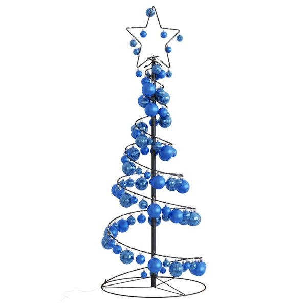 VidaXL Cono de luz para árbol de Navidad con bolas 80 LED 120 cm D