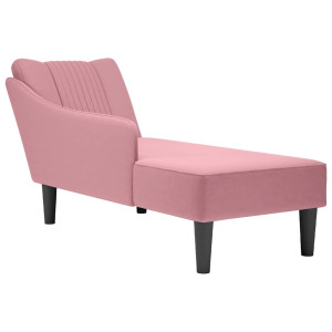 Chaise longue com braço direito veludo rosa D