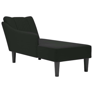 Chaise longue com braços retos veludo preto D