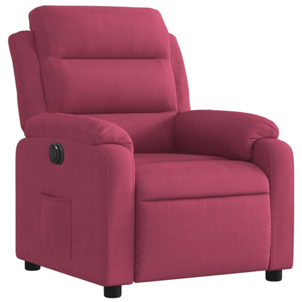 Sillón reclinable eléctrico de terciopelo rojo tinto M 4
