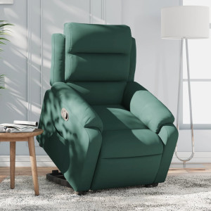 Sillón reclinable elevable terciopelo verde oscuro D