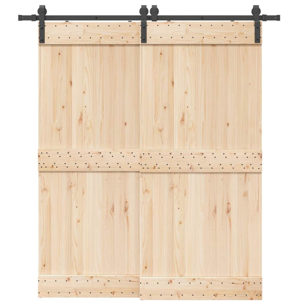 Kit de herrajes para puertas correderas acero negro 200 cm D