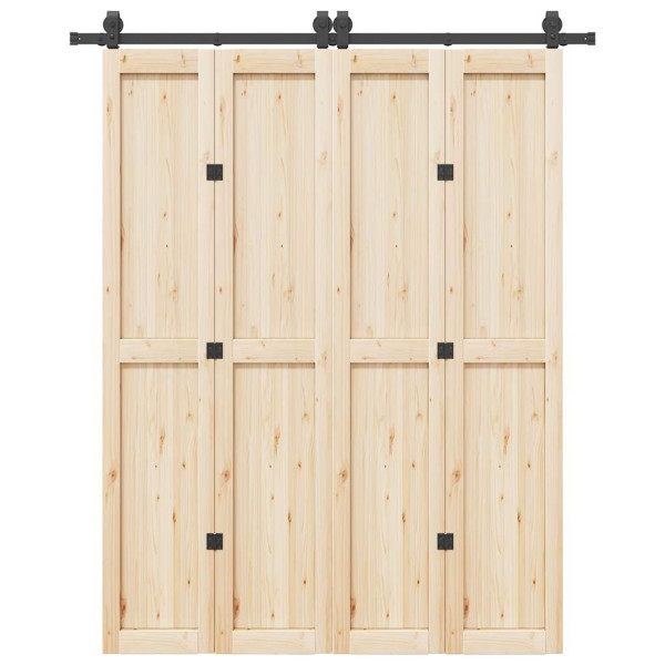 Kit de herrajes para puertas correderas acero negro 183 cm D