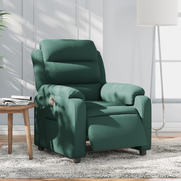 Sillón reclinable eléctrico de terciopelo verde oscuro D