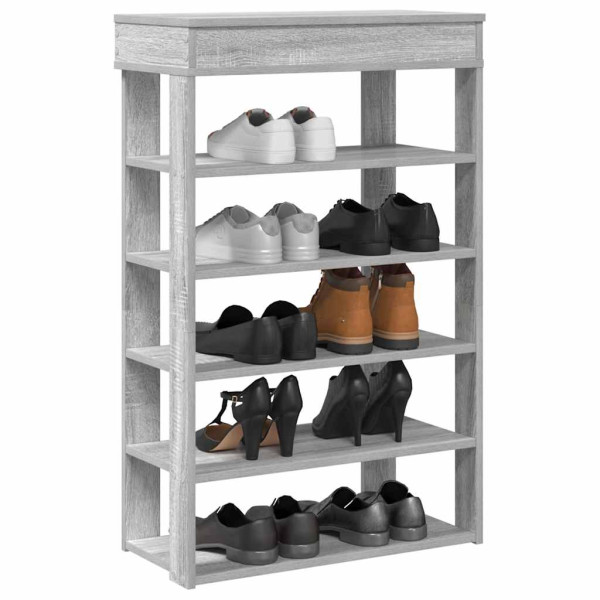 Mueble zapatero madera de ingeniería gris Sonoma 60x30x98 cm D