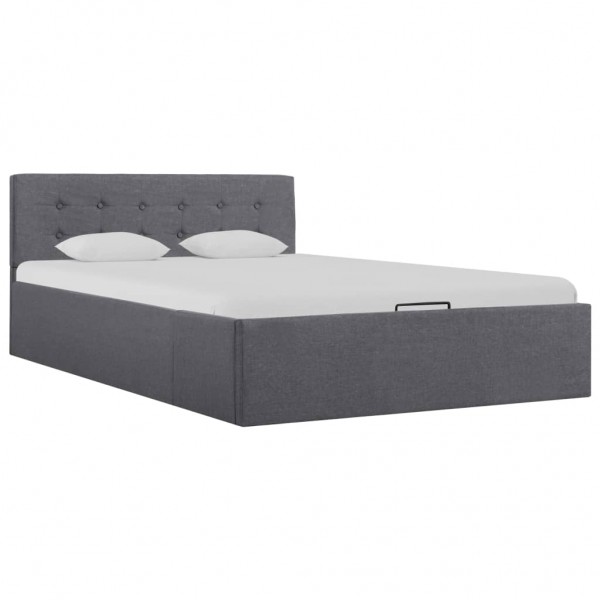 Armazenamento de cama canapé hidráulico tecido cinza escuro 120x200cm D
