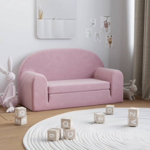 Sofá cama para niños de 2 plazas felpa suave rosa D