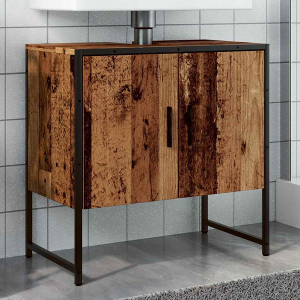 Armario para lavabo de baño madera ingeniería envejecida Armario para lavabo de baño madera ingeniería envejecida D