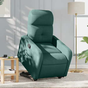 Sillón reclinable elevable tela verde oscuro D