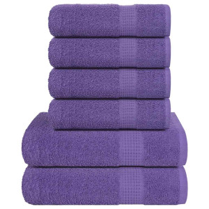 Toalha conjunto 6 peças 100% algodão roxo 360 gsm D