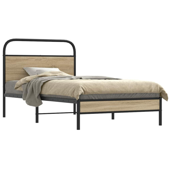 Estructura de cama sin colchón 100x200 cm madera roble ahumado Estructura de cama sin colchón 100x200 cm madera roble ahumado D