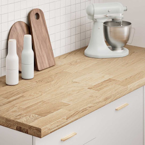 Encimera de cocina rectangular madera maciza roble D