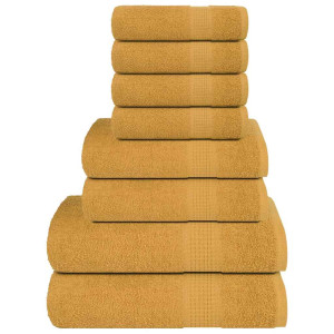 Toalha conjunto 8 peças 100% algodão amarelo 360 gsm D