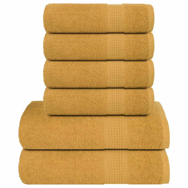 Toalha conjunto 6 peças 100% algodão amarelo 360 gsm D